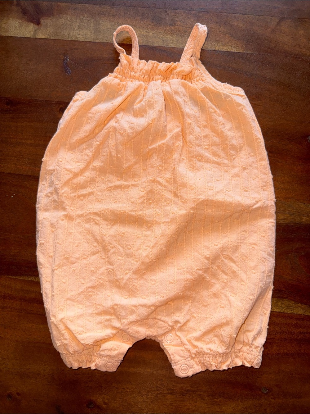First Impressions Peach Eyelet Romper